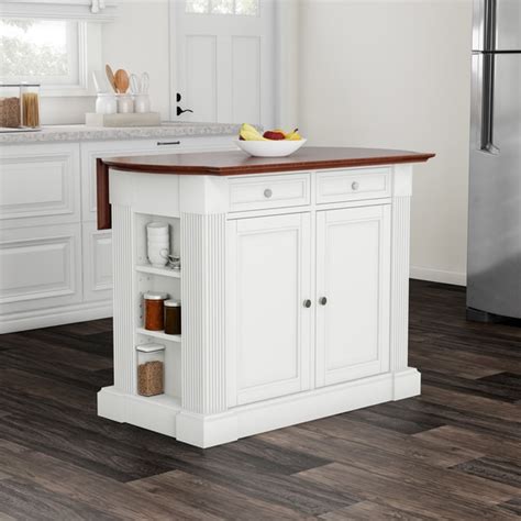 Shop Copper Grove Filbert White Drop Leaf Breakfast Bar Kitchen Island