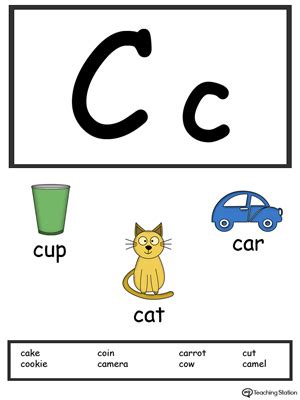 9 letter words starting with c. Letter C Alphabet Flash Cards for Preschoolers | MyTeachingStation.com