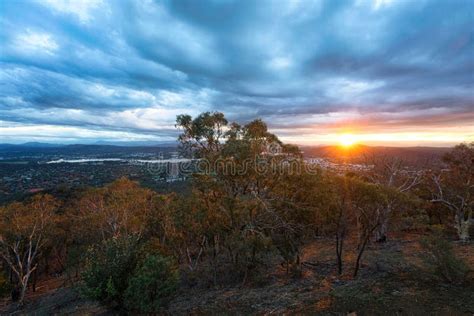 Canberra At Night From Mount Ainslie Lookout Stock Image Image Of