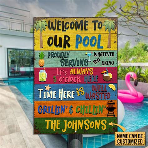 Buy1get1 Personalized Funny Pool Metal Sign Swimming Pool Etsy