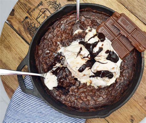 Rich Decadent Double Chocolate Brownie Baked In A Cast Iron Skillet