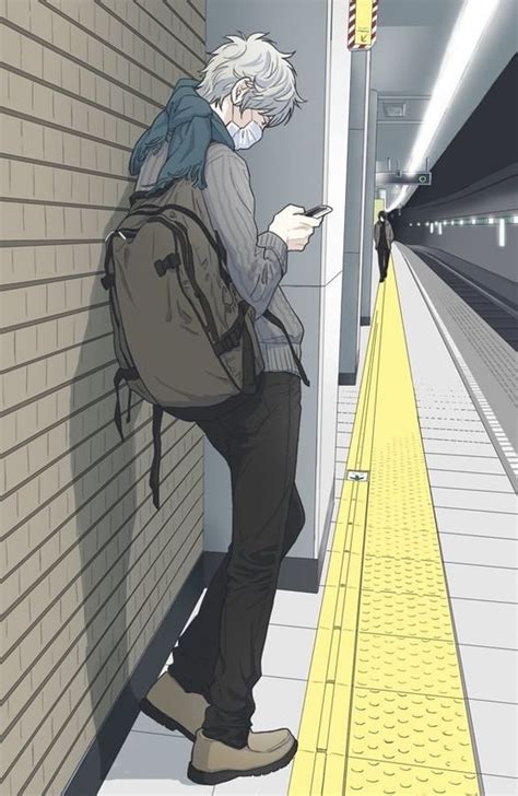 Waiting For The Train 🚆 Anime Boys Ästhetischer Anime Manga Boy