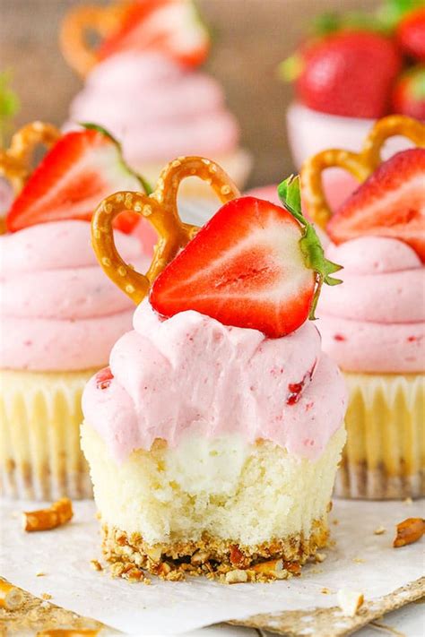 Stir together crushed pretzels, melted butter and 3 tablespoons white sugar; Strawberry Pretzel Salad Cupcakes - Life Love and Sugar