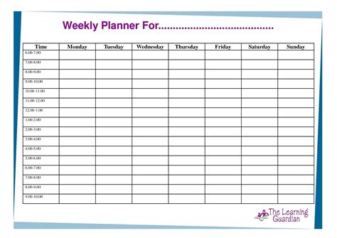 7 Day Weekly Calendar Calendar Printables Free Templates