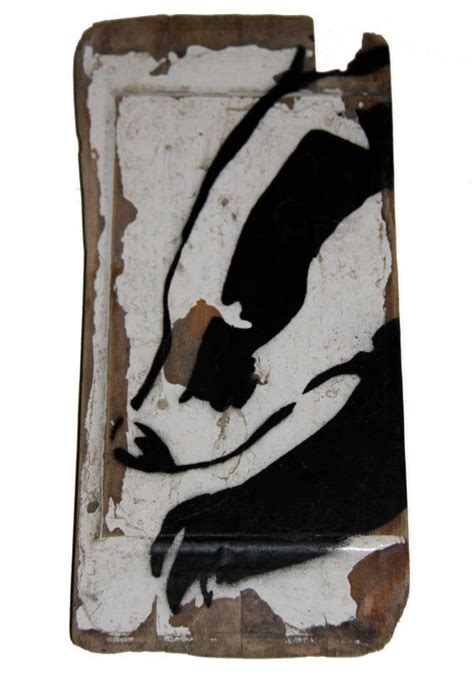 Badger Face Stencil Painting On Reclaimed Wood