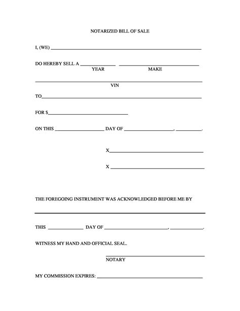 Simple Bill Of Sale Form Printable