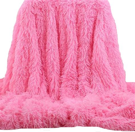63x79 Super Soft Faux Fur Throw Home Decorative Pink Cozy Blanket Shaggy Faux Fur Throw Xmas