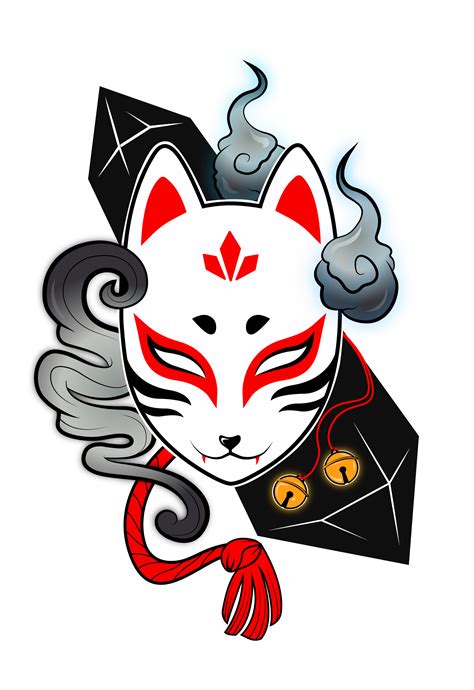 Kitsune Fox Mask Art Sticker Kitsune Mask Japanese Tattoo Art Kitsune