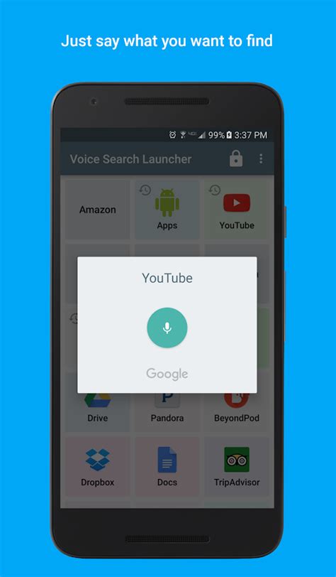 With google voice search for android you can search the web and access things on your phone just by speaking. Voice Search - Android Apps on Google Play
