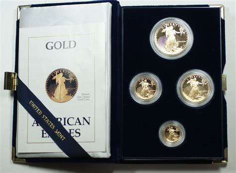 Bullion 1988 American Eagle Gold Proof 4 Coin Set Age In Box W Coa