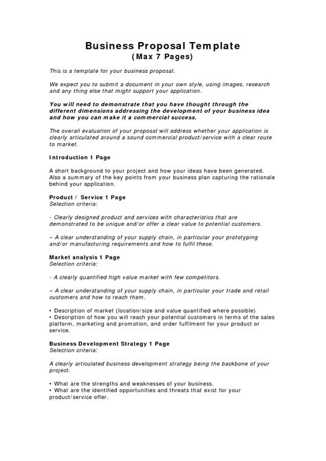 Free Printable Business Proposal Form Generic