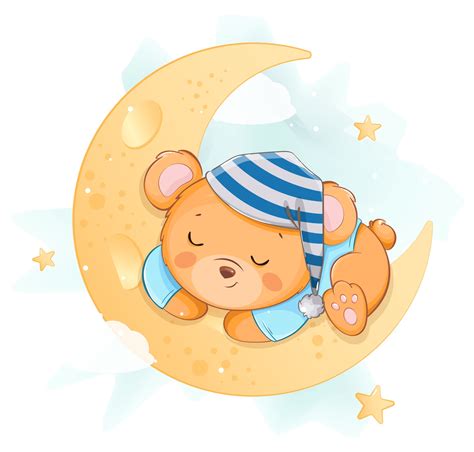 Cute Little Bear Sleeping On The Moon 3225911 Vector Art At Vecteezy