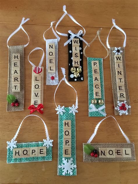 Scrabble Tile Ornaments Just Used Old Fabric Christmas Ornament