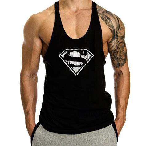 Superman Gyms Stringer Singlets Mens Clothing Muscle Bodybuilding Sleeveless Shirt Y Back