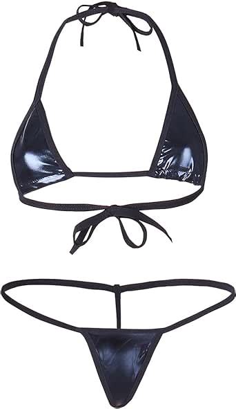 Amazon Women Sexy Halter Lingerie Set G String Thong Bikini Black My Xxx Hot Girl