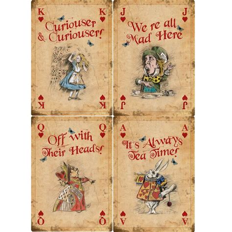 4 Alice In Wonderland A4 Vintage Playing Cards Mad Hatter Tea Party Props Vintage Playing
