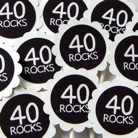40th Birthday Cupcake Toppers 40 Rocks Set Of 12 Etsy 40th Birthday