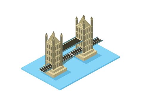 Isometric Illustration Of Famous Places In London England Tower Bridge