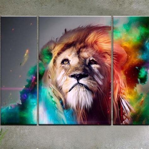 Looking for the best wallpapers? RAIN QUEEN Modern Abstract Art Colorful Lion Oil Paintings ...