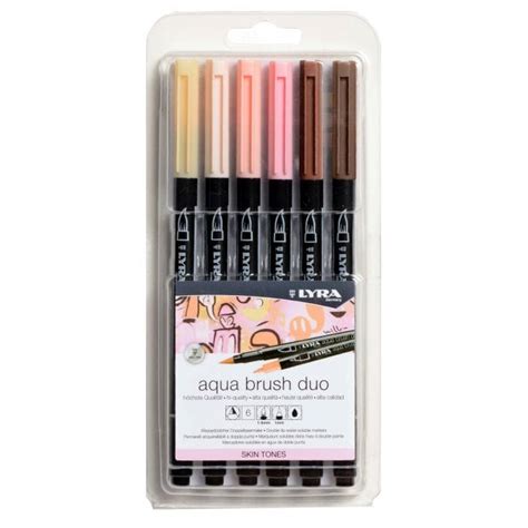 Lyra Aqua Brush Duo Set Skin Tones 6 Pen Set Stationery Pens From