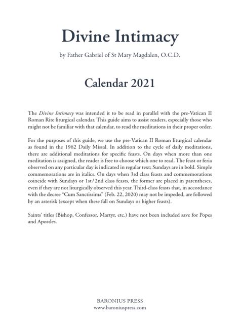 Divine Intimacy Calendar 2025 Pdf
