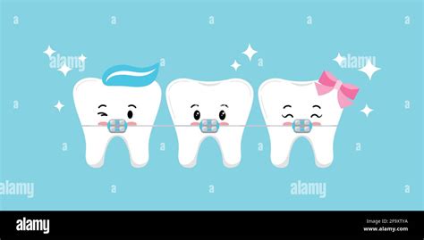 Lindo Diente Con Llaves Dentales Carácter Emoji Imagen Vector De Stock
