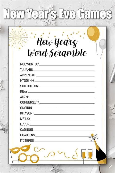 New Years Eve Word Scramble Agc