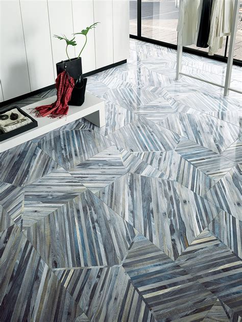 Artistic Tile Kauri Diagonal Blue Wood Look Porcelain Дизайн пола