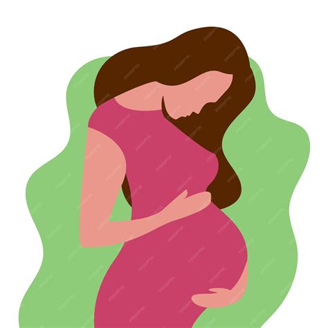 Concepto De Mujer Embarazada En Estilo De Dibujos Animados Lindo