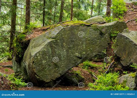 Big Rocks In Woods Stock Image Image Of Nature Carpathians 149813271