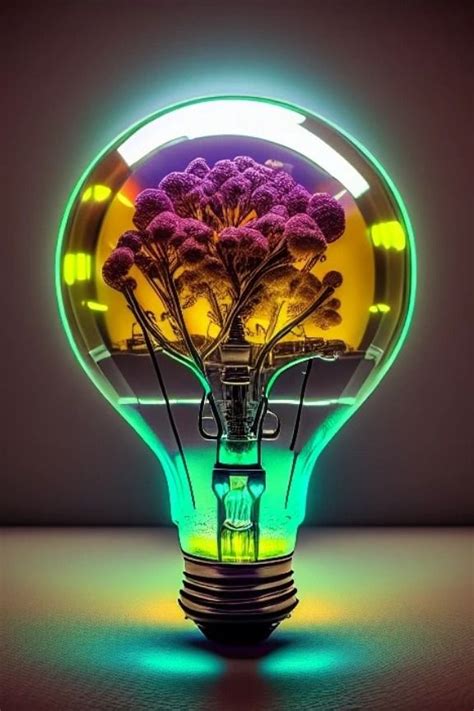 A Light Bulb With Some Plants Inside Of It