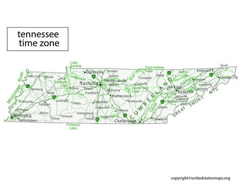 Tennessee Time Zone Map Time Zone Map For Tennessee
