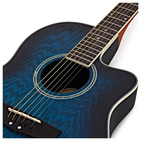 Deluxe Roundback Electro Acoustic Guitar By Gear4music Blue Burst At