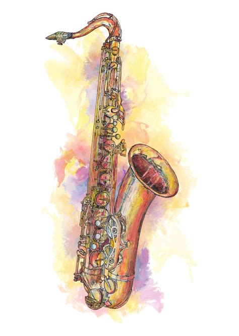 Tenor Saxophone Pen And Ink Drawing Art Print By Jazzdrawings X Small