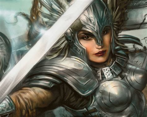 Image Armor Swords Warrior Fantasy Young Woman