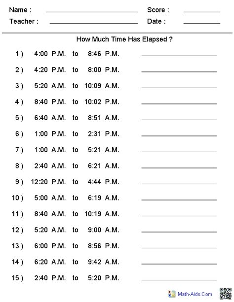 Time Worksheets Time Worksheets For Learning To Tell Time Grade 6