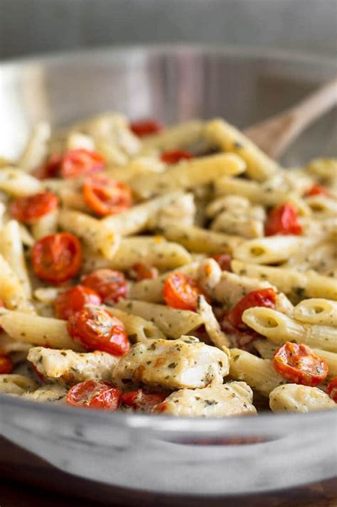 Here's an easy, tantalizing chicken breast recipe that makes a delicious topping for angel hair pasta or spaghetti. Easy Pesto Chicken Pasta for Two With Oven Roasted ...