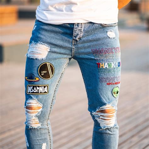 Mens Stylish Patchworked Jeans