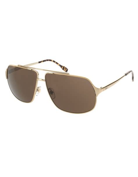 Lyst Dolce And Gabbana Dg Square Aviator Sunglasses In Metallic For Men
