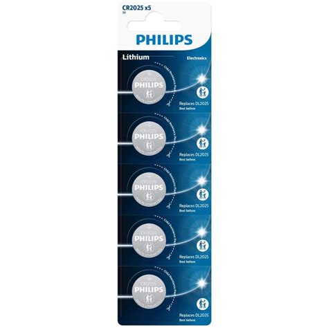 5 Piles CR2025 Philips Bouton Lithium 3V Bestpiles