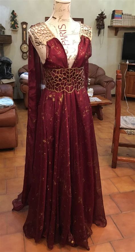 Game Of Thrones Burgundy Fantasy Dress Medieval Gown Cosplay Etsy