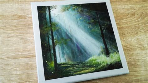 How To Paint Dawn Dark Forest Landscape Easy Acrylic Painting For