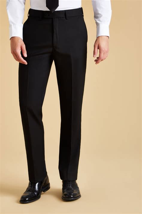 Contemporary Mens Flat Front Modern Fit Trousers Black Simon Jersey