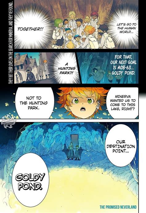 Tpn Colored Manga Official Art Emma At Goldy Pond Lago Locais Neverland