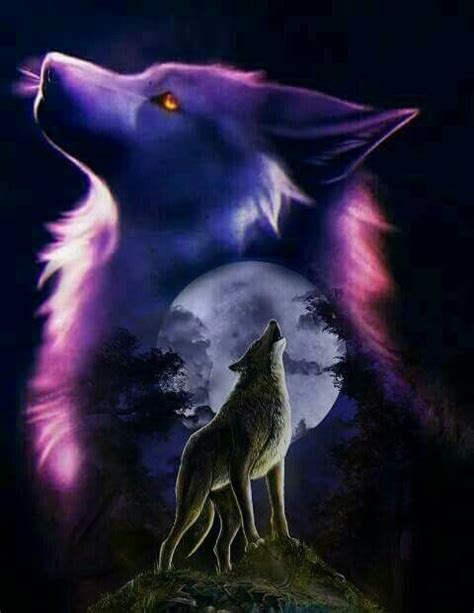 A Wolf Standing On Top Of A Hill Under A Full Moon