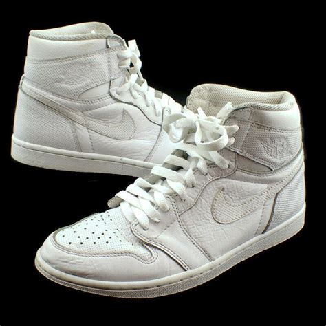 Nike Air Jordan 1 Retro Og High Top Sneakers Solid All White Perforated