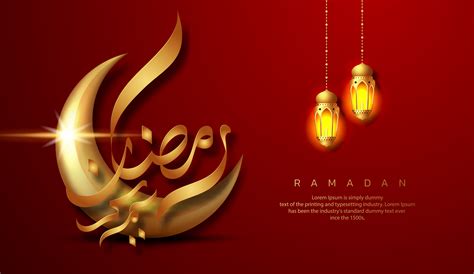 Red Ramadan Kareem with Two Hanging Lanterns 935635 - Download Free ...