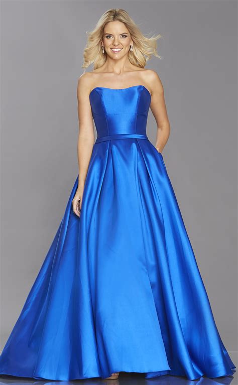 A Line Satin Prom Dress With Button Back At Ball Gown Heaven