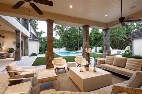 Stunning Rectangular Pool Covered Patio Outdoor Elements