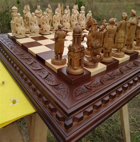 Wooden Chess Set Board Pieces Exclusive Handmade Big Large Wood